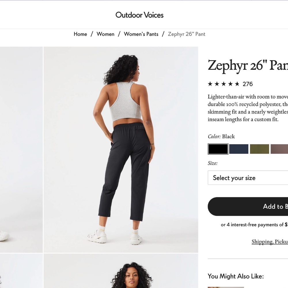 Zephyr 26" Pant in Black